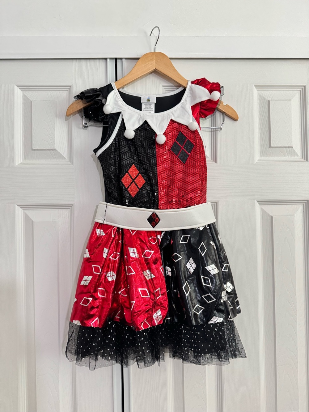 Batman Red, Black & White Harlequin Sequin Costume Dress